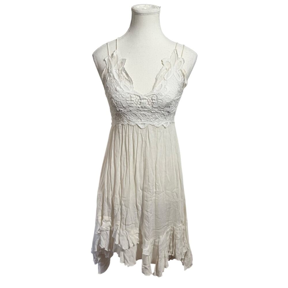 Free People One Adella Halter Slip Boho Dress‎ Women XS Ivory White Graduation